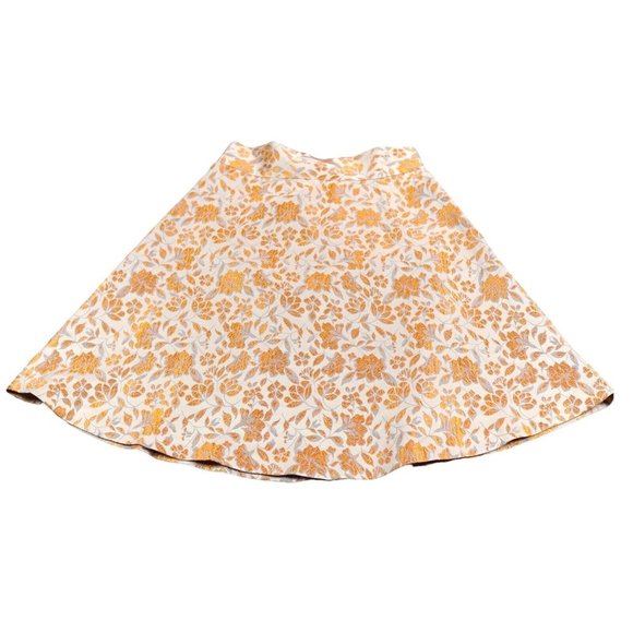 Sam‎ Fashion New York Skirt Size Extra Large White Gold Floral Christmas Holiday - Picture 1 of 9